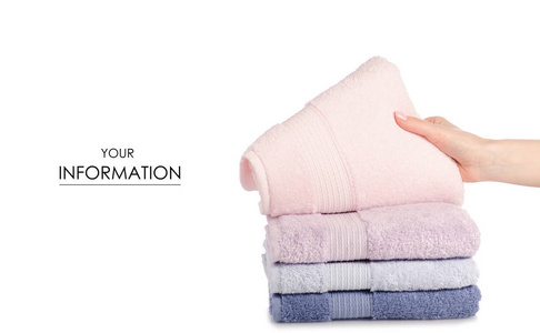 手花纹的一叠浴巾粉红色的蓝色图片