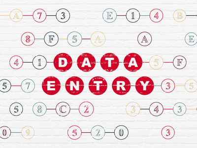 信息概念 数据输入上的背景墙上