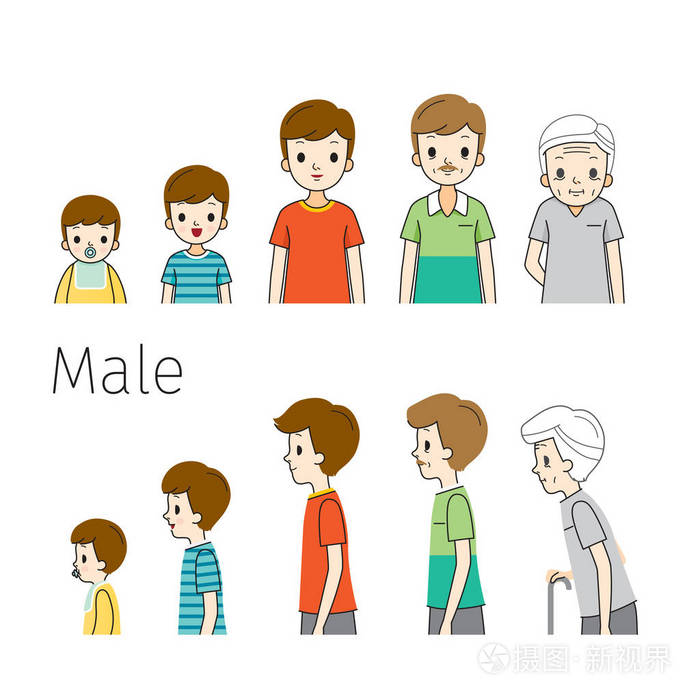 不同年龄 婴儿 孩子 青少年 成年 老人.