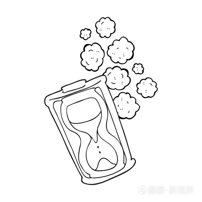 黑色和白色卡通老沙漏