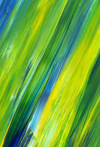 抽象的丙烯酸绘画用作背景质地设计元素。绿色蓝色黄色混合色的现代艺术