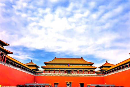 中国北京故宫墙故宫。明朝1600s 代皇帝宫殿