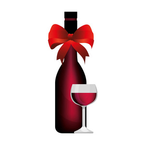 葡萄酒杯和瓶孤立的图标