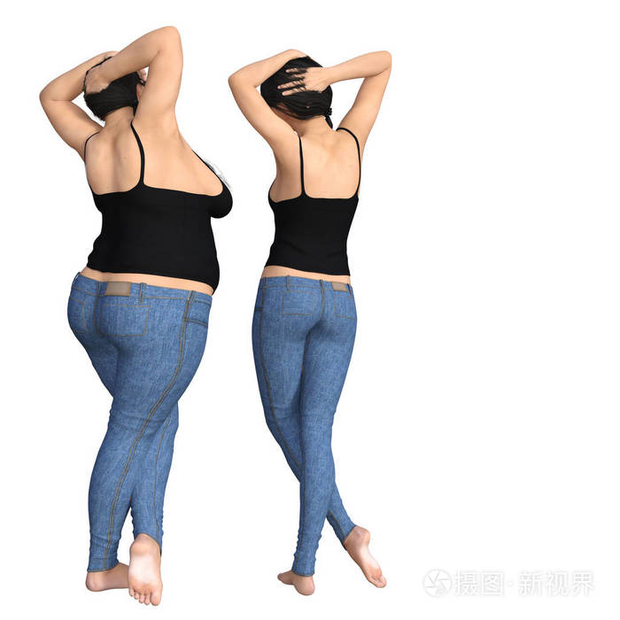 肥胖超重肥胖女性 vs 苗条适合健康的饮食习惯