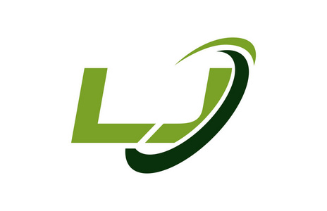 lj 徽标旋风椭圆绿色字母矢量概念照片