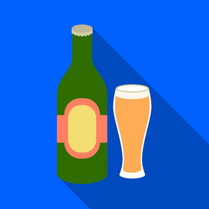 啤酒中孤立的白色背景上的平面样式的图标。酒精象征股票矢量图