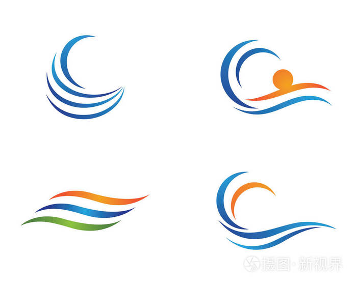 大海或海洋的波浪,碧蓝的海水, 飞溅和大风,海浪矢量图