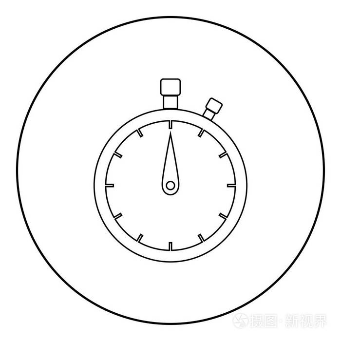 秒表是圆形或圆形的黑色图标