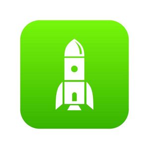 火箭天文学图标绿色向量