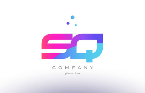 sq s q 创意粉色蓝色现代字母表字母标志图标 temp