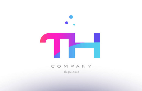 th t h 创意粉色蓝色现代字母表字母标志图标 temp