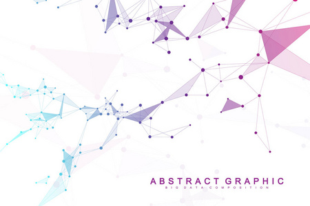 大数据可视化。图形抽象的背景通信。透视背景可视化。分析网络复杂。矢量插图