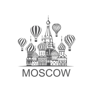 莫斯科圣罗勒大教堂在红色正方形与空气气球的例证