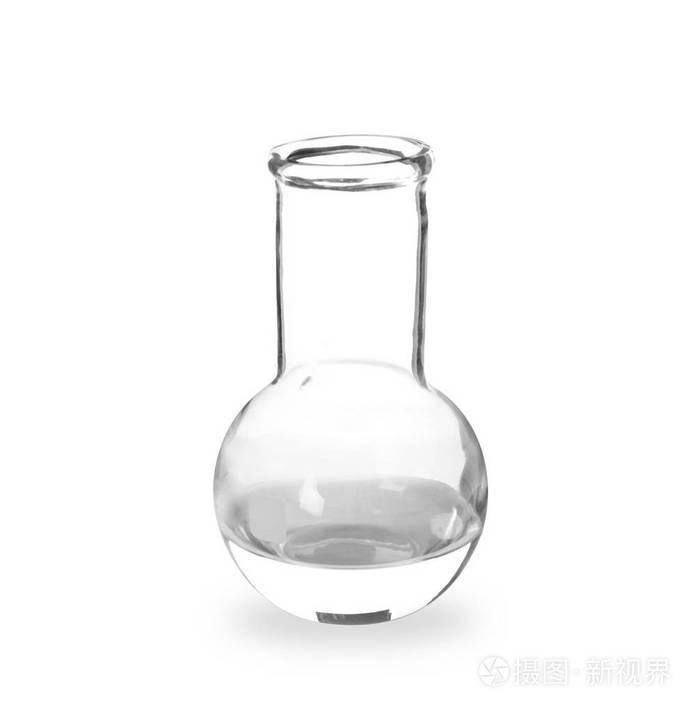白色背景的液体烧瓶实验室分析设备