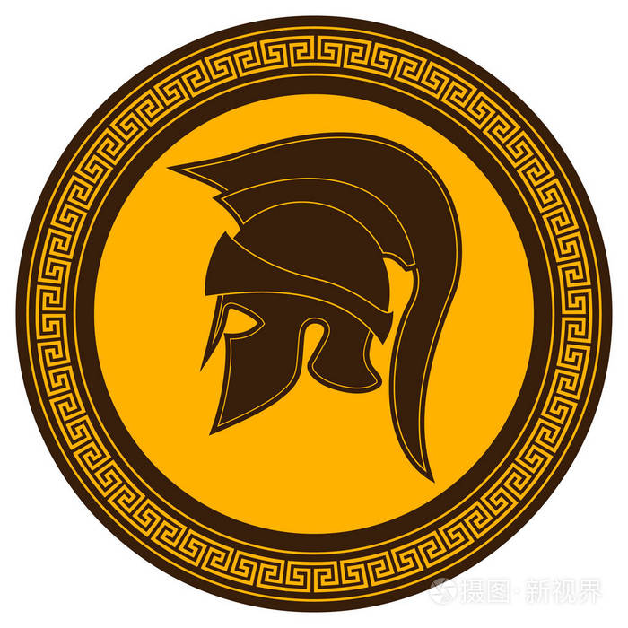 古代希腊头盔以冠在盾牌上白色黑色