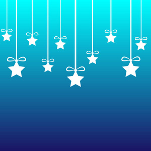 挂在蓝色背景上的圣诞明星。矢量插图