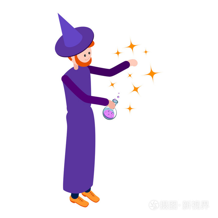 可爱的精灵一个咒语在瓶药水