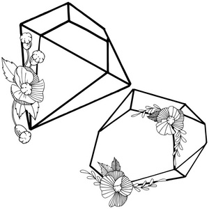 矢量金刚石岩石首饰矿物。独立的插图元素。几何石英多边形水晶石马赛克形状紫水晶宝石