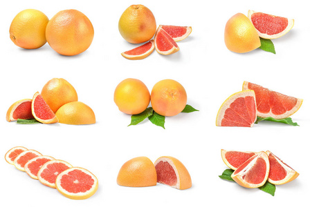 在白色上分离的葡萄柚集