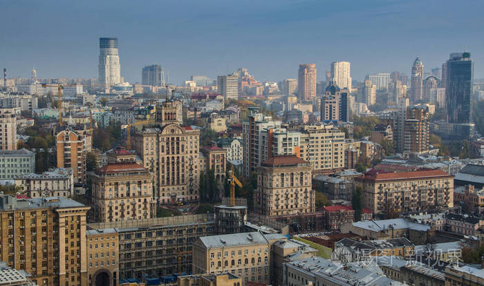 基辅市中心全景, 乌克兰基辅商业城市景观.乌克兰首都