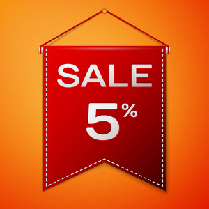 红彭南特与题字出售 5折扣在橙色背景。商店的销售概念存储市场 web 和其他商务。矢量图