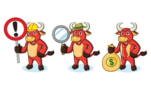 牛红吉祥物与钱图片