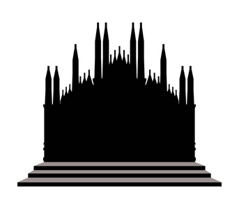 米兰大教堂在白色背景上所示的图标