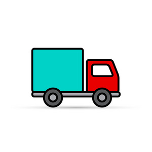 卡车的颜色图标，矢量孤立的运送符号