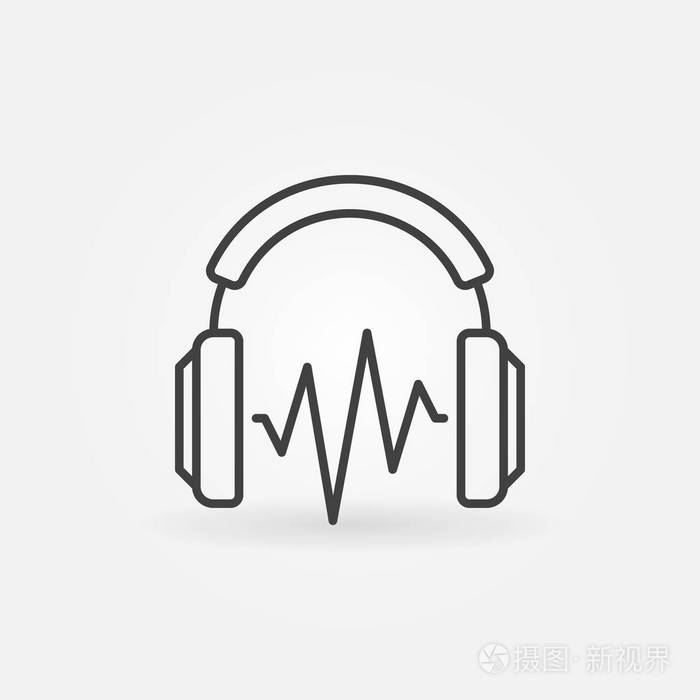 带声音波形矢量轮廓图标的耳上耳机