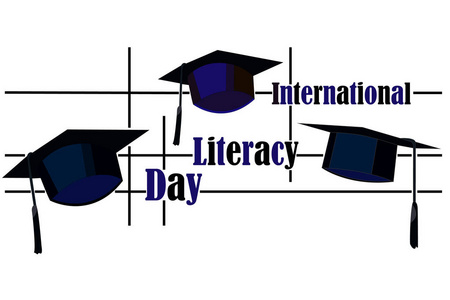 学术头饰的矢量意象在扫盲日的纪念
