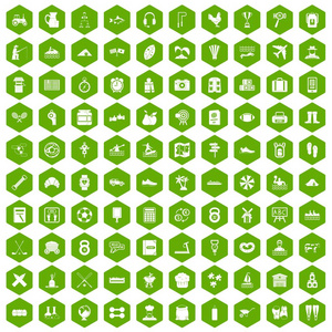 100活动图标六角绿色