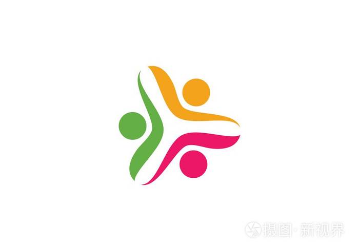 通过与社区护理 logo 模板矢量图标