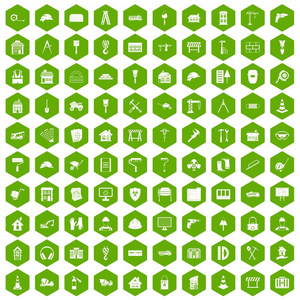 100建筑图标六角绿色