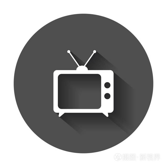 电视图标矢量图在白色背景上孤立的平面样式.