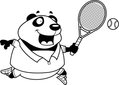 卡通熊猫网球