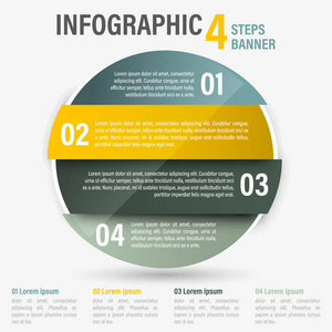 图表四个步骤矢量旗帜。第 2 部分
