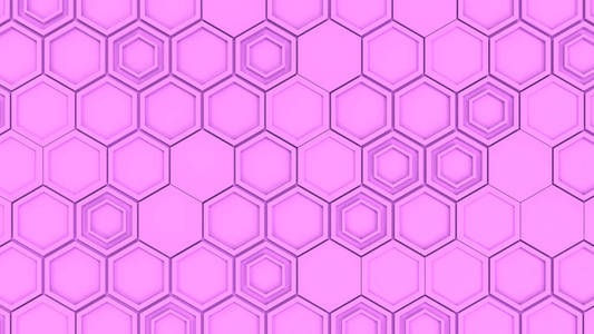 抽象3d 由紫色六边形的背景。六边形墙。蜂窝图案。3d 渲染插图