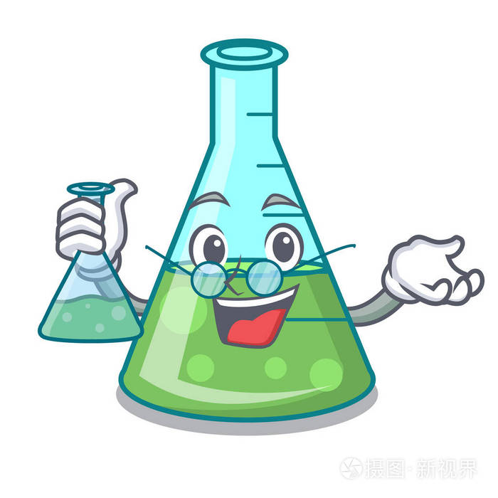 教授科学烧杯字符卡通