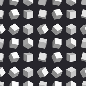 3d 立方体无缝图案矢量方块方形几何形状等距块图解。空包透视背景。数字多边形3d 渲染砖演示文稿