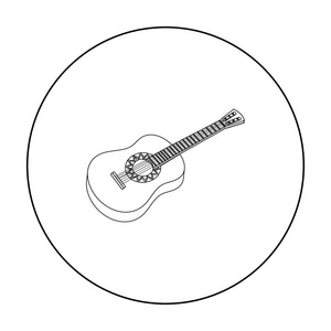 墨西哥吉他图标在白色背景上孤立的轮廓样式。墨西哥国家象征股票矢量图