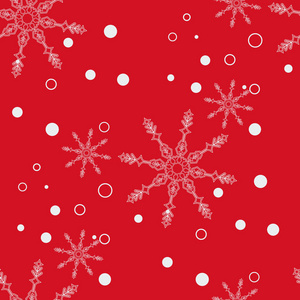 抽象圣诞节和新年无缝的红色背景。雪花图案。矢量插图 Eps10