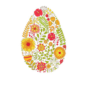 复活节彩蛋卡 花香复活节彩蛋背景。快乐的复活节贺卡
