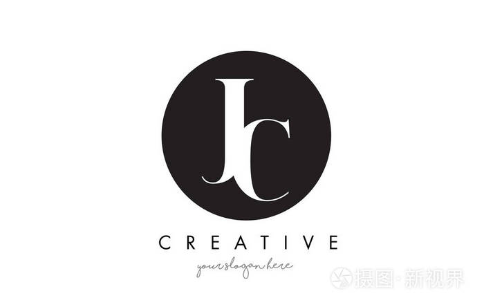 jc 字母标志设计与黑圈子和衬线字体