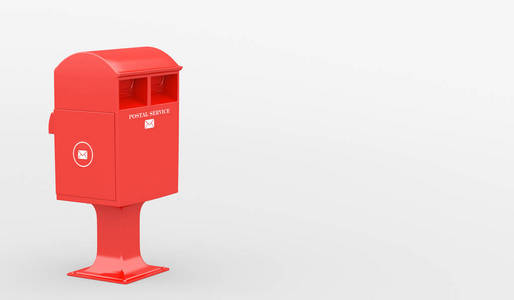 红色邮箱明信片或邮件，3d 渲染