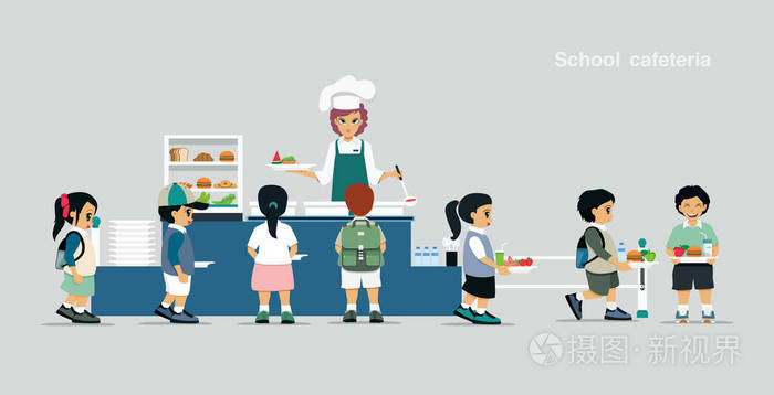 学生们在学校食堂插画-正版商用图片0pzusg-摄图新视界