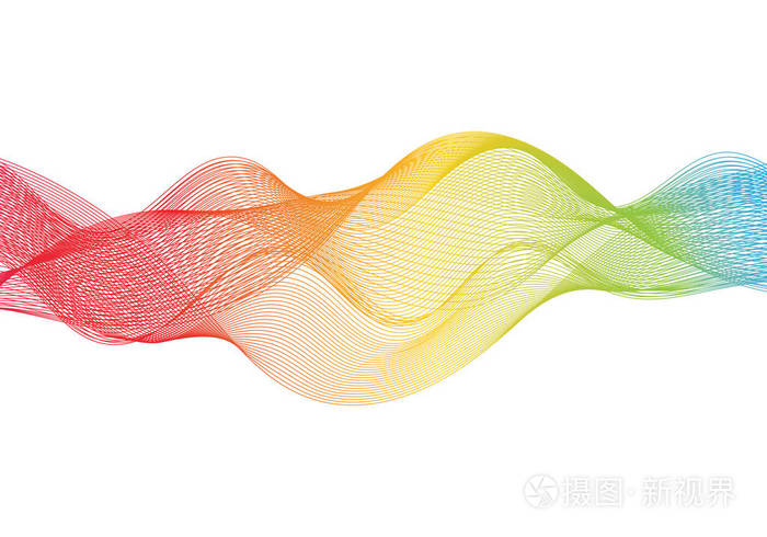 插画 抽象平滑的彩色波向量.曲线流蓝色运动图解.烟雾设计.向量线.eps
