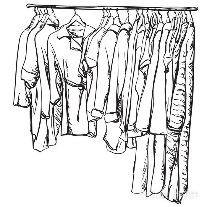 手绘绘制的衣柜.衣服插画-正版商用图片0q04w7-摄图新