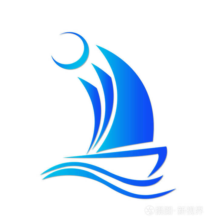 船航行在海上矢量标志