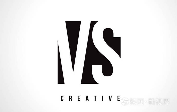黑色广场 vs v s 白色字母标志设计