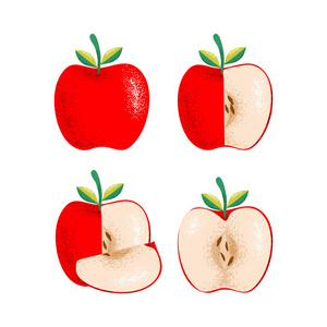 色彩鲜艳的红苹果与纹影纹理矢量。可用于健康水果, 墙纸咖啡厅, 餐厅, 水果市场
